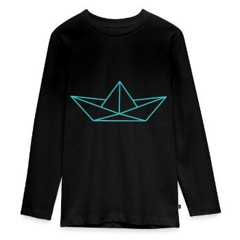 Boat Geometric Line - Teenager Premium Organic Long Sleeve Shirt - black - Front - AI Model Kid Female (0cm)