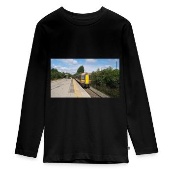 Railway Train Approach 001 - Teenager Premium Organic Long Sleeve Shirt - black - Front - AI Model Kid Female (0cm)