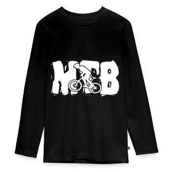 mountain bike - Teenager Premium Organic Long Sleeve Shirt - black - Front - AI Model Kid Female (0cm)