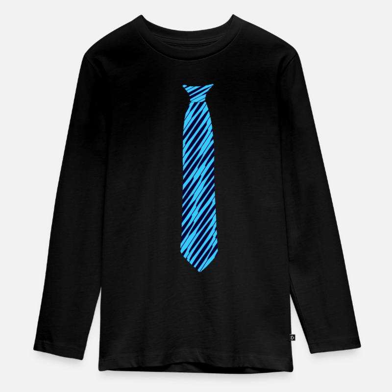 motif cravate oblique bleu - T-shirt manches longues Premium Ado - noir
