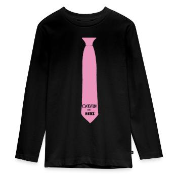 cravate rose patron coeur - T-shirt manches longues Premium Ado - noir - Devant - AI Model Kid Female (0cm)