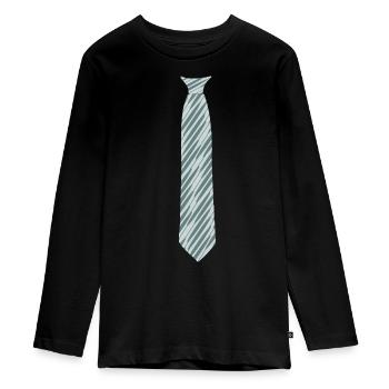 Krawatte - Muster - Schräg - grau - Fakekrawatte - Teenager Premium Bio Langarmshirt - Schwarz - Vorne - AI Model Kid Female (0cm)