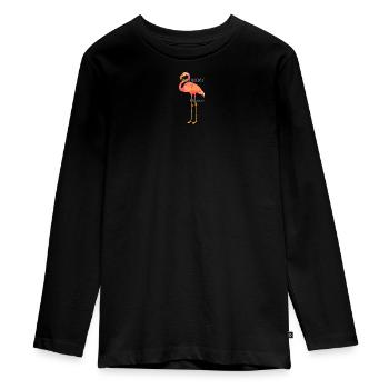 Flamingo Design mit Schrift - Teenager Premium Bio Langarmshirt - Schwarz - Vorne - AI Model Kid Female (0cm)