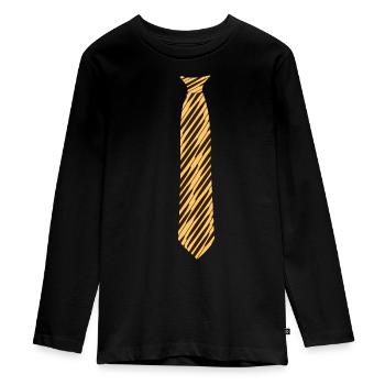 Krawatte - Muster - schräg - beige-orange-schwarz - Teenager Premium Bio Langarmshirt - Schwarz - Vorne - AI Model Kid Female (0cm)
