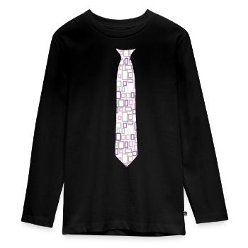 Krawatte Muster Viereck grau bunt - Teenager Premium Bio Langarmshirt - Schwarz - Vorne - AI Model Kid Female (0cm)