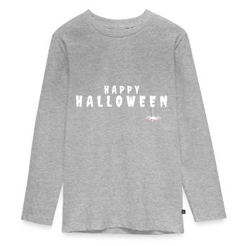 MOTIF HAPPY HALLOWEEN AVEC UNE ARAIGNÉE MIGNONNE - T-shirt manches longues Premium Ado - gris chiné - Devant