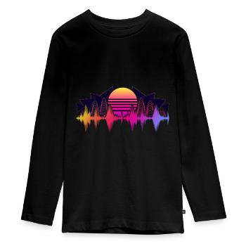 Égaliseur Musique Cadeau Vaporwave Soundwave - T-shirt manches longues Premium Ado - noir - Devant - AI Model Kid Female (0cm)