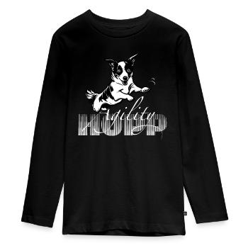 Hopp -Agility - Teenager Premium Organic Long Sleeve Shirt - black - Front - AI Model Kid Female (0cm)