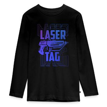 Laser Tag Gift Laser Tag Crew Laser Event - Teenager Premium Organic Long Sleeve Shirt - black - Front - AI Model Kid Female (0cm)