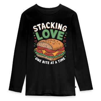 Sandwich Tag Belegter Toast Brötchen Sandwiches - Teenager Premium Bio Langarmshirt - Schwarz - Vorne - AI Model Kid Female (0cm)