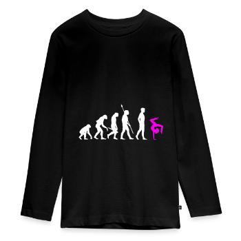 Bodenturnen Gymnastik Turnen Evolution - Teenager Premium Bio Langarmshirt - Schwarz - Vorne - AI Model Kid Female (0cm)