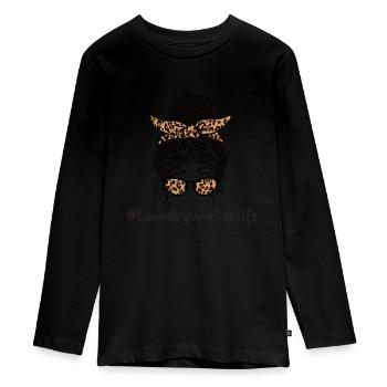 Travailleurs de lavage - T-shirt manches longues Premium Ado - noir - Devant - AI Model Kid Female (0cm)