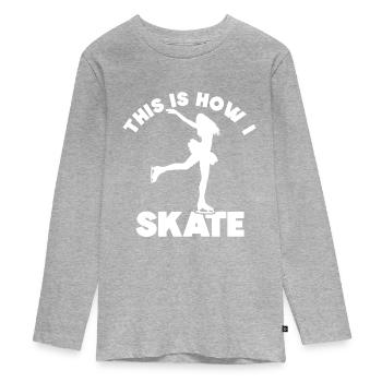 Eislaufen - Teenager Premium Bio Langarmshirt - Grau meliert - Vorne