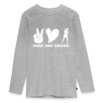 Singen - Teenager Premium Bio Langarmshirt - Grau meliert - Vorne