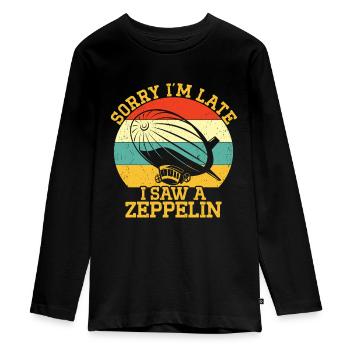 Zeppelin - Teenager Premium Organic Long Sleeve Shirt - black - Front - AI Model Kid Female (0cm)