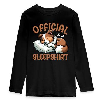 Official Sleeper Collie Lover Sleeps - Teenager Premium Organic Long Sleeve Shirt - black - Front - AI Model Kid Female (0cm)