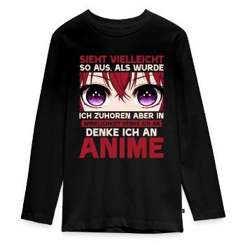 Anime Manga Otaku Japan Waifu Anime Girl Cosplay - Teenager Premium Organic Long Sleeve Shirt - black - Front - AI Model Kid Female (0cm)