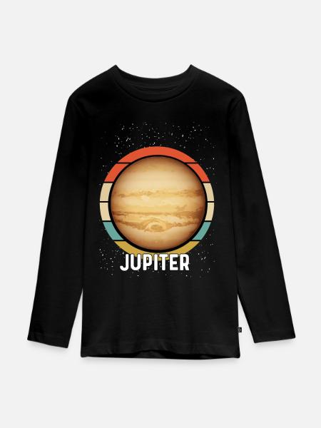 Planet Jupiter - Teenager Premium Bio Langarmshirt - Schwarz