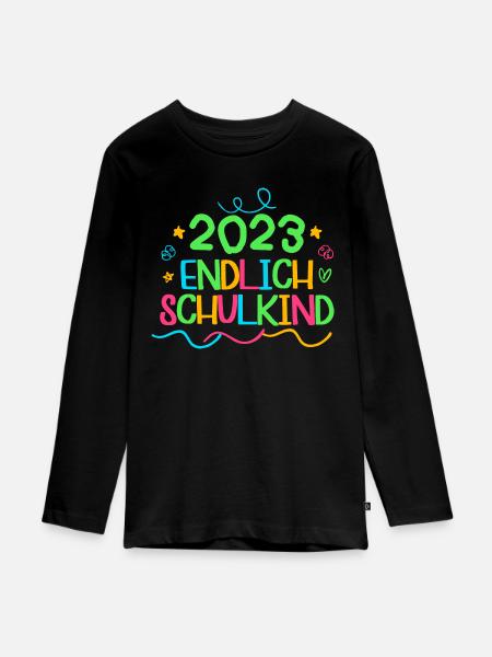 2023 endlich schulkind, Einschulung Erstklässler - Teenager Premium Bio Langarmshirt - Schwarz