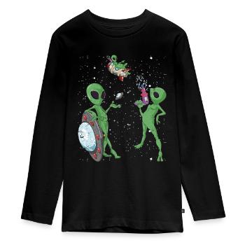 Alien - Teenager Premium Bio Langarmshirt - Schwarz - Vorne - AI Model Kid Female (0cm)