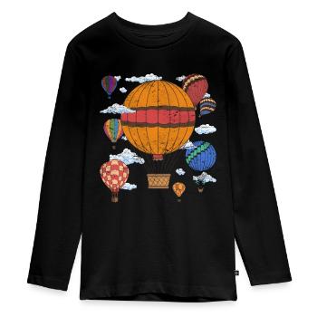 Ballonfahrer Ballonfahrt Ballon Heißluftballon - Teenager Premium Bio Langarmshirt - Schwarz - Vorne - AI Model Kid Female (0cm)