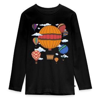 Heißluftballon - Teenager Premium Bio Langarmshirt - Schwarz - Vorne - AI Model Kid Female (0cm)