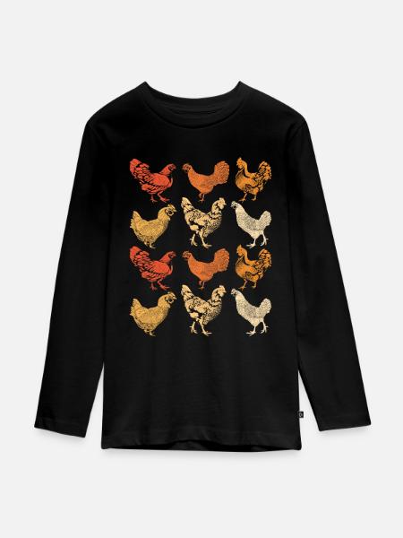 Hühner - Teenager Premium Bio Langarmshirt - Schwarz