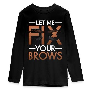 Sourcils Esthéticienne Cadeau Sourcils Artiste - T-shirt manches longues Premium Ado - noir - Devant - AI Model Kid Female (0cm)