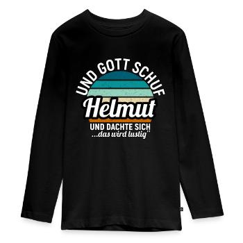 Helmut - Teenager Premium Bio Langarmshirt - Schwarz - Vorne - AI Model Kid Female (0cm)