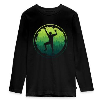 Bouldern Freiklettern Jungen Berge Klettern Kinder - Teenager Premium Bio Langarmshirt - Schwarz - Vorne - AI Model Kid Female (0cm)