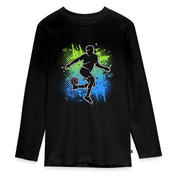 Fußball Spieler Fußballer Herren Jungen Fussball - Teenager Premium Bio Langarmshirt - Schwarz - Vorne - AI Model Kid Female (0cm)