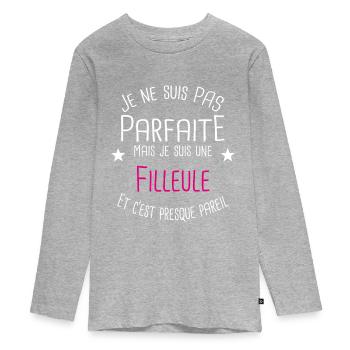 Filleule - T-shirt manches longues Premium Ado - gris chiné - Devant