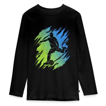 Fußballer Fußballspieler Jungen Fußball - Teenager Premium Bio Langarmshirt - Schwarz - Vorne - AI Model Kid Female (0cm)