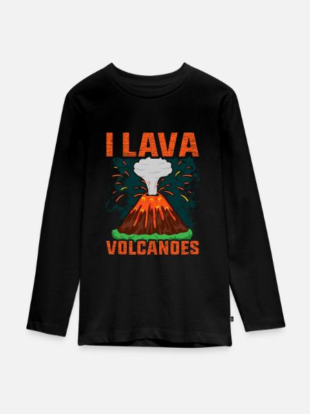 Vulkan - Teenager Premium Bio Langarmshirt - Schwarz