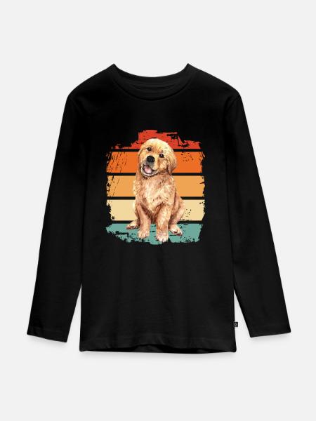 Golden Retriever - Teenager Premium Bio Langarmshirt - Schwarz
