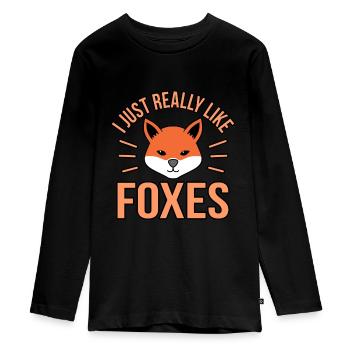 Fox - Teenager Premium Organic Long Sleeve Shirt - black - Front - AI Model Kid Female (0cm)