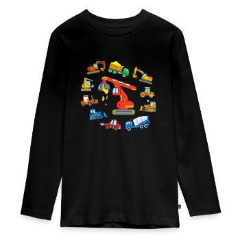 Fahrzeuge Baustelle - Teenager Premium Bio Langarmshirt - Schwarz - Vorne - AI Model Kid Female (0cm)