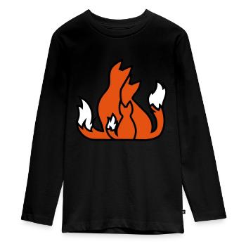 Fox family fox family gift idea gift idea - Teenager Premium Organic Long Sleeve Shirt - black - Front - AI Model Kid Female (0cm)