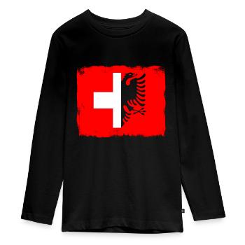 Swiss Albanians - Teenager Premium Organic Long Sleeve Shirt - black - Front - AI Model Kid Female (0cm)