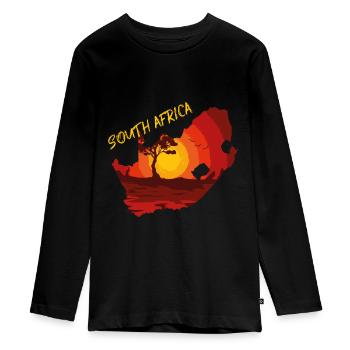 Südafrika - Teenager Premium Bio Langarmshirt - Schwarz - Vorne - AI Model Kid Female (0cm)