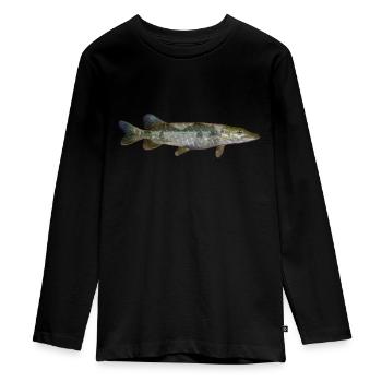 Brochet - T-shirt manches longues Premium Ado - noir - Devant - AI Model Kid Female (0cm)