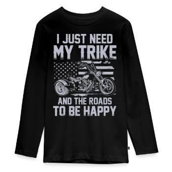 Trike - T-shirt manches longues Premium Ado - noir - Devant - AI Model Kid Female (0cm)