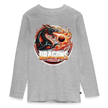 Basket-ball Dragons on Fire - T-shirt manches longues Premium Ado - gris chiné - Devant
