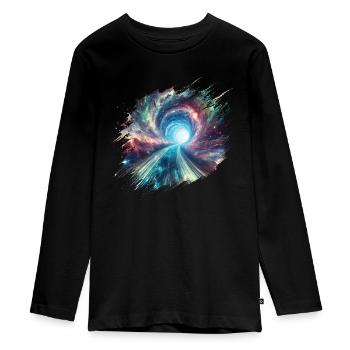 Wormhole to another galaxy - Teenager Premium Organic Long Sleeve Shirt - black - Front - AI Model Kid Female (0cm)