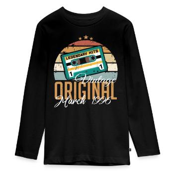 Mars 1996 - Cadeau d’anniversaire - T-shirt manches longues Premium Ado - noir - Devant - AI Model Kid Female (0cm)