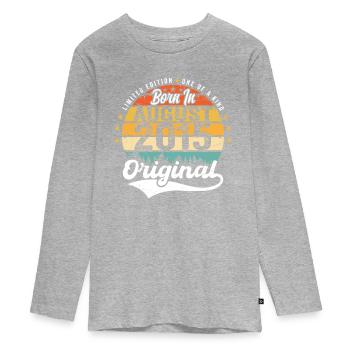 August 2015 Geburtstag Geschenkideen 2015 August - Teenager Premium Bio Langarmshirt - Grau meliert - Vorne