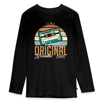 Né en novembre 1966 Rétro - T-shirt manches longues Premium Ado - noir - Devant - AI Model Kid Female (0cm)
