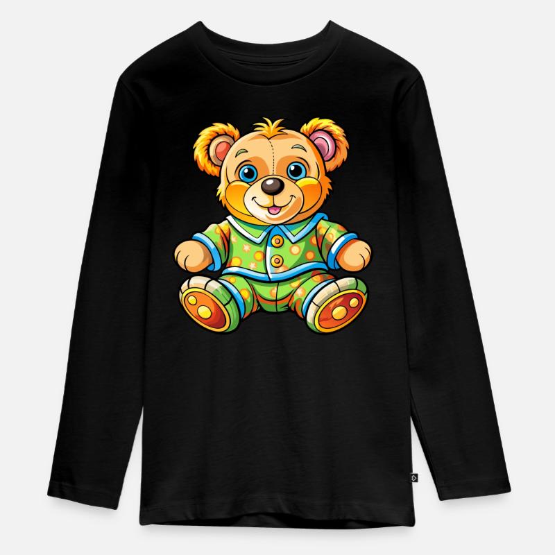 Teddy en pyjama - T-shirt manches longues Premium Ado - noir