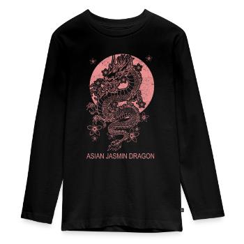 Dragon - Anime rétro - Asie vintage - T-shirt manches longues Premium Ado - noir - Devant - AI Model Kid Female (0cm)