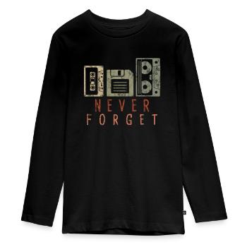 Never Forget cassette vidéo cassette VHS - T-shirt manches longues Premium Ado - noir - Devant - AI Model Kid Female (0cm)